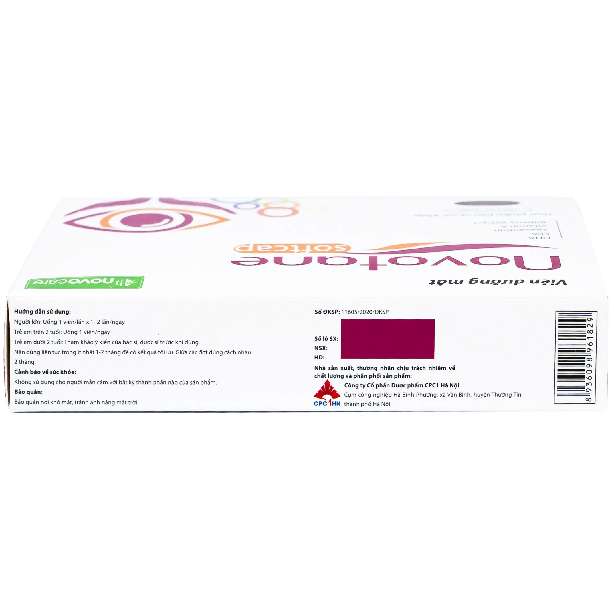 Hình ảnh Viên uống Novotane Softcap Novocare bổ sung các thành phần dưỡng chất cho mắt DHA, EPA, Vitamin A (2 vỉ x 15 viên)