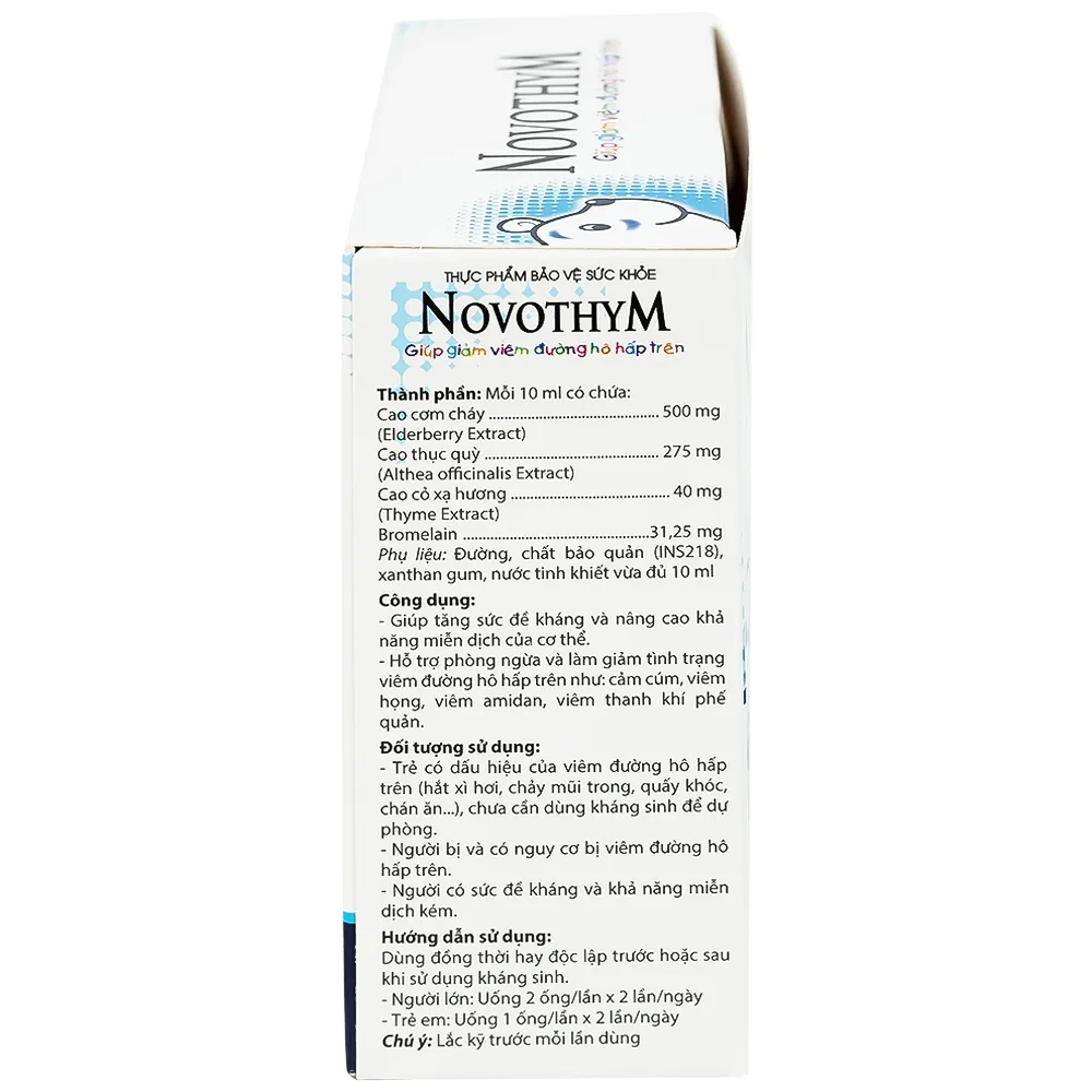 Hình ảnh Dung dịch uống Novothym Novocare tăng sức đề kháng, giảm cảm cúm, viêm họng (2 vỉ x 5 ống)