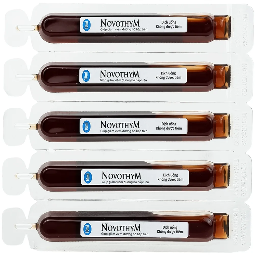 Hình ảnh Dung dịch uống Novothym Novocare tăng sức đề kháng, giảm cảm cúm, viêm họng (2 vỉ x 5 ống)