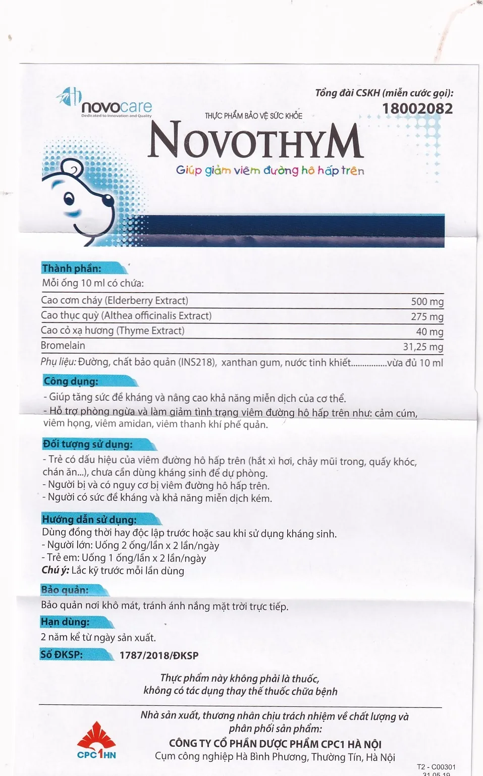 Hình ảnh Dung dịch uống Novothym Novocare tăng sức đề kháng, giảm cảm cúm, viêm họng (2 vỉ x 5 ống)