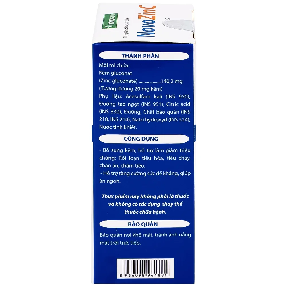 Hình ảnh Dung dịch uống NovoZinc 15ml Novocare hỗ trợ tăng cường sức khỏe, hỗ trợ trẻ bị tiêu chảy