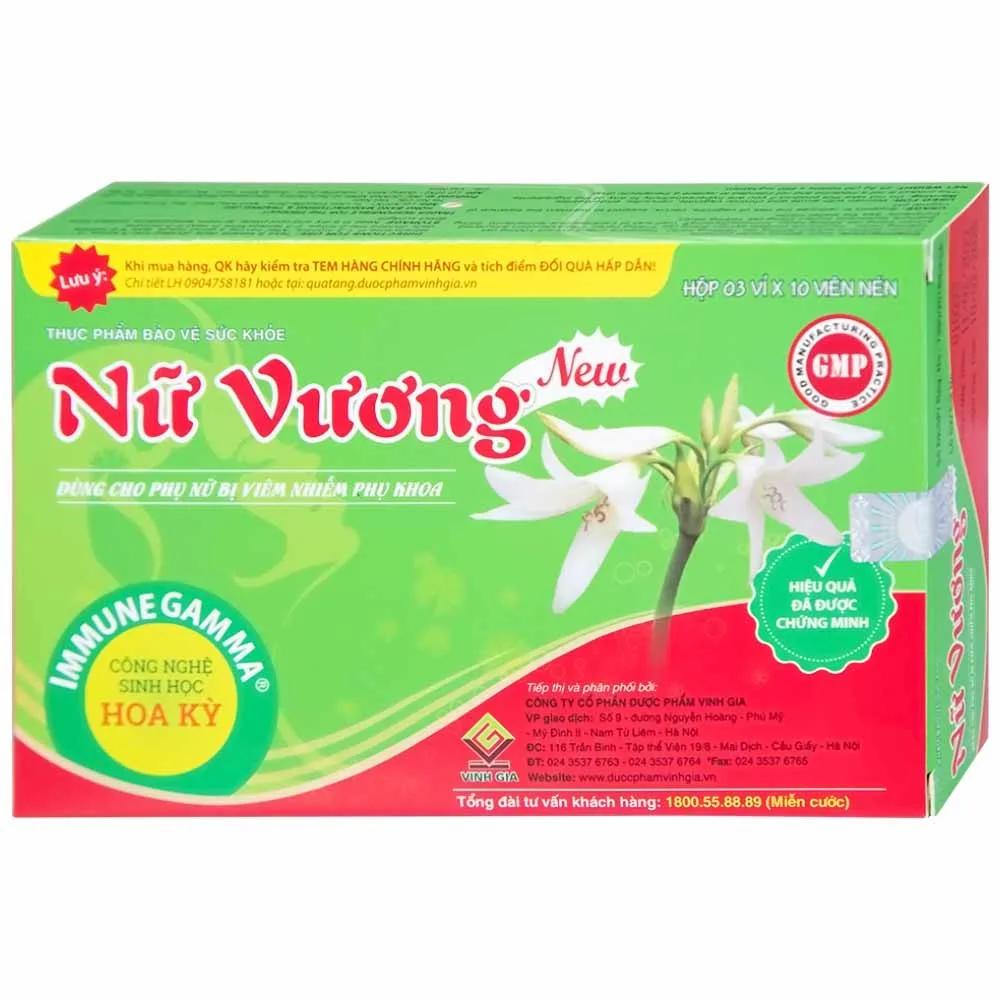 Hình ảnh Viên nén Nữ Vương Vinh Gia hỗ trợ làm giảm nguy cơ viêm âm đạo, cổ tử cung (3 vỉ x 10 viên)