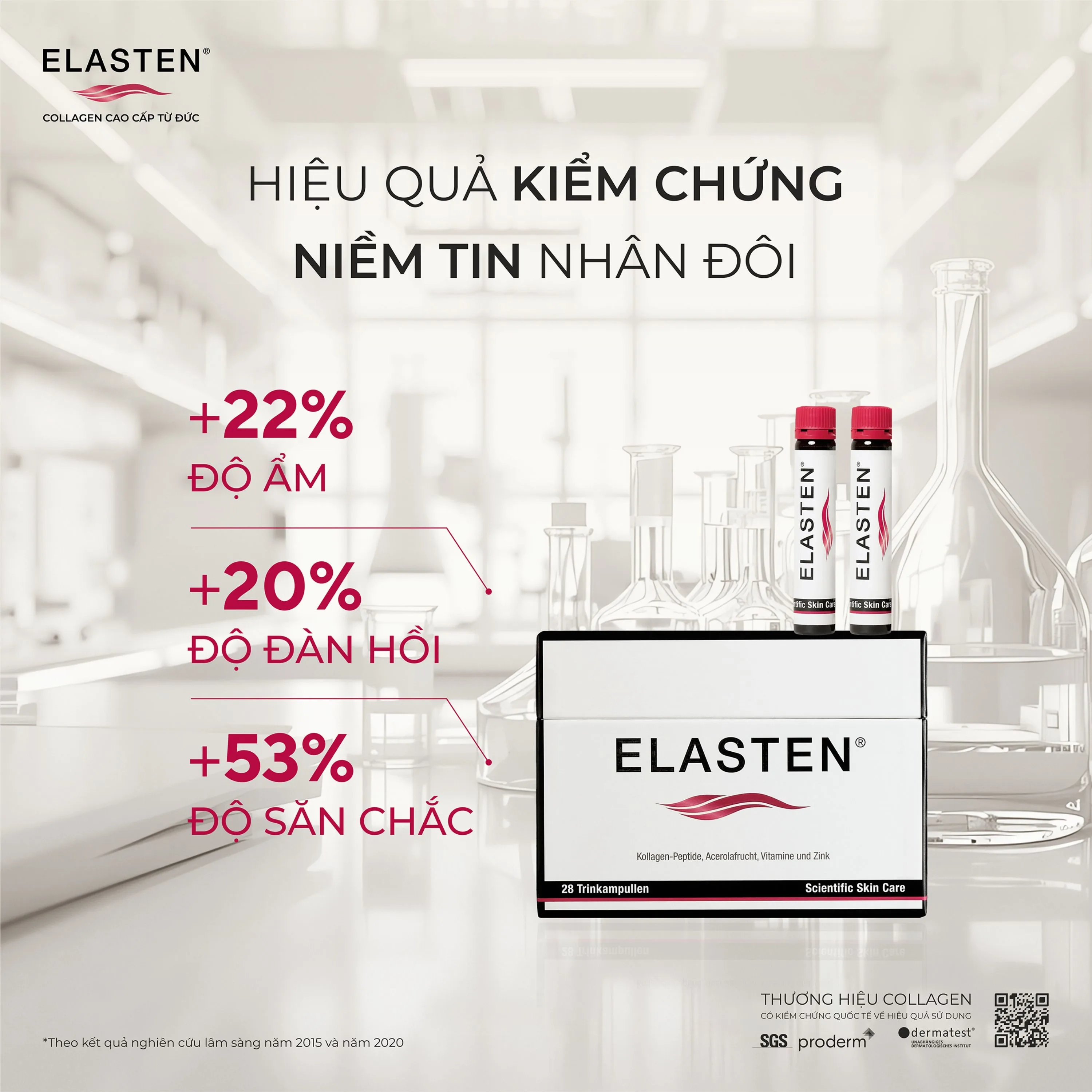 Hình ảnh Nước uống bổ sung Collagen-Peptide, giúp giảm lão hóa da, tăng độ đàn hồi và giữ ẩm cho da, giúp da sáng mịn Elasten (28+2 ống x 25ml)