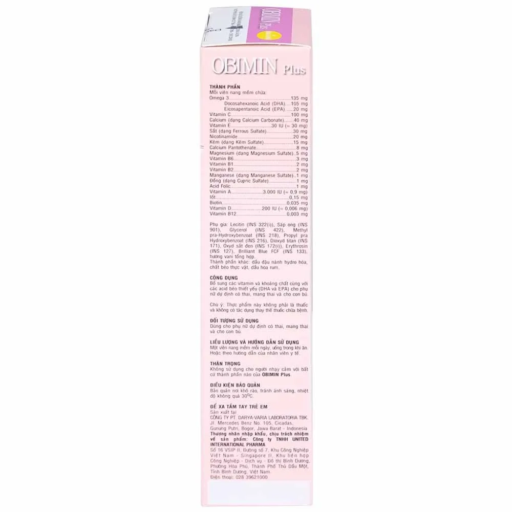 Hình ảnh Viên uống Obimin Plus bổ sung các vitamin và khoáng chất (6 vỉ x 5 viên)