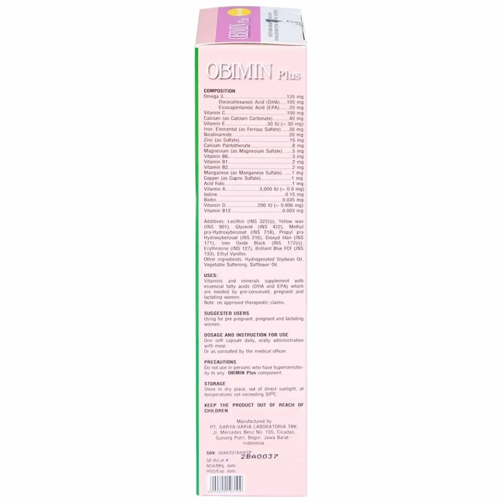 Hình ảnh Viên uống Obimin Plus bổ sung các vitamin và khoáng chất (6 vỉ x 5 viên)