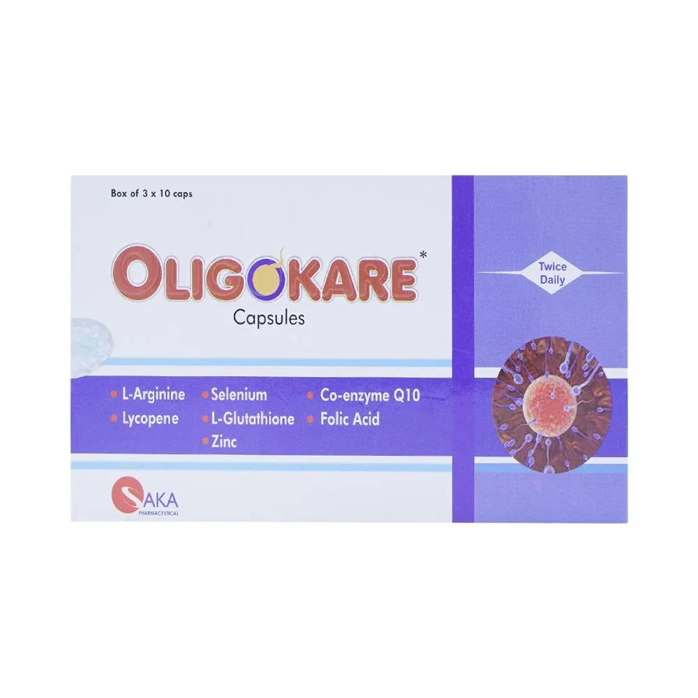 Hình ảnh Viên uống Oligokare Ahaan Healthcare điều trị hiếm muộn ở nam giới (3 vỉ x 10 viên)