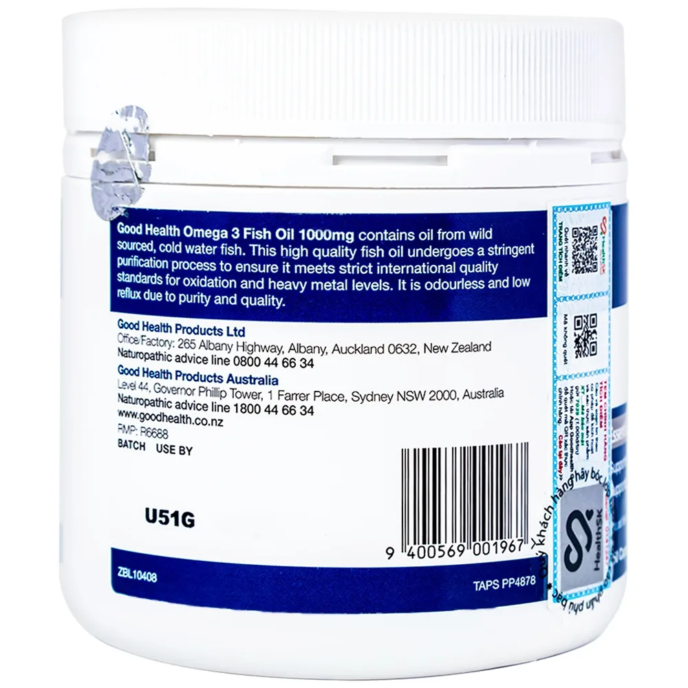 Hình ảnh Viên uống Omega 3 Fish Oil 1000mg Good Health giúp phát triển não bộ, tốt cho mắt và tim mạch (150 viên)