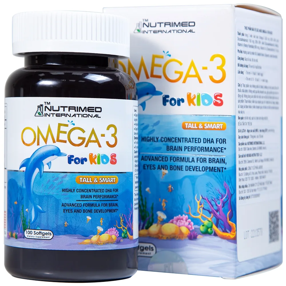 Hình ảnh Viên uống Omega-3 For Kids Nutrimed giúp trẻ phát triển trí não, thị lực (100 viên)