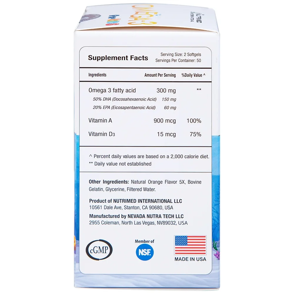 Hình ảnh Viên uống Omega-3 For Kids Nutrimed giúp trẻ phát triển trí não, thị lực (100 viên)