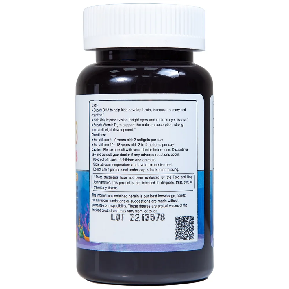 Hình ảnh Viên uống Omega-3 For Kids Nutrimed giúp trẻ phát triển trí não, thị lực (100 viên)