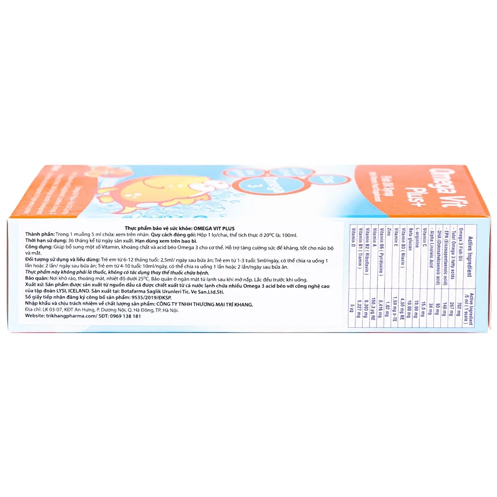 Hình ảnh Siro Omega Vit Plus+ Botafarma hỗ trợ tăng khả năng chống oxy hóa, tốt cho não bộ và mắt (100ml)