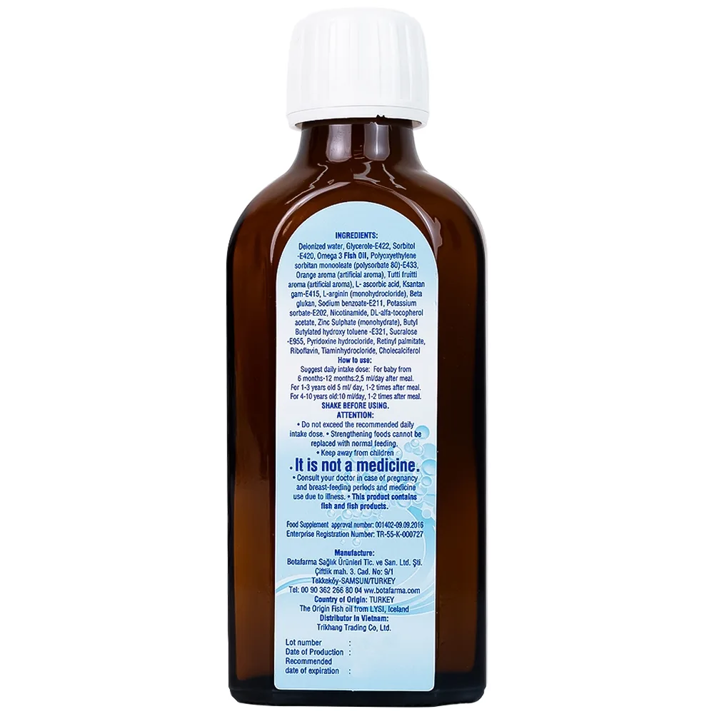 Hình ảnh Siro Omega Vit Plus+ Botafarma hỗ trợ tăng khả năng chống oxy hóa, tốt cho não bộ và mắt (100ml)