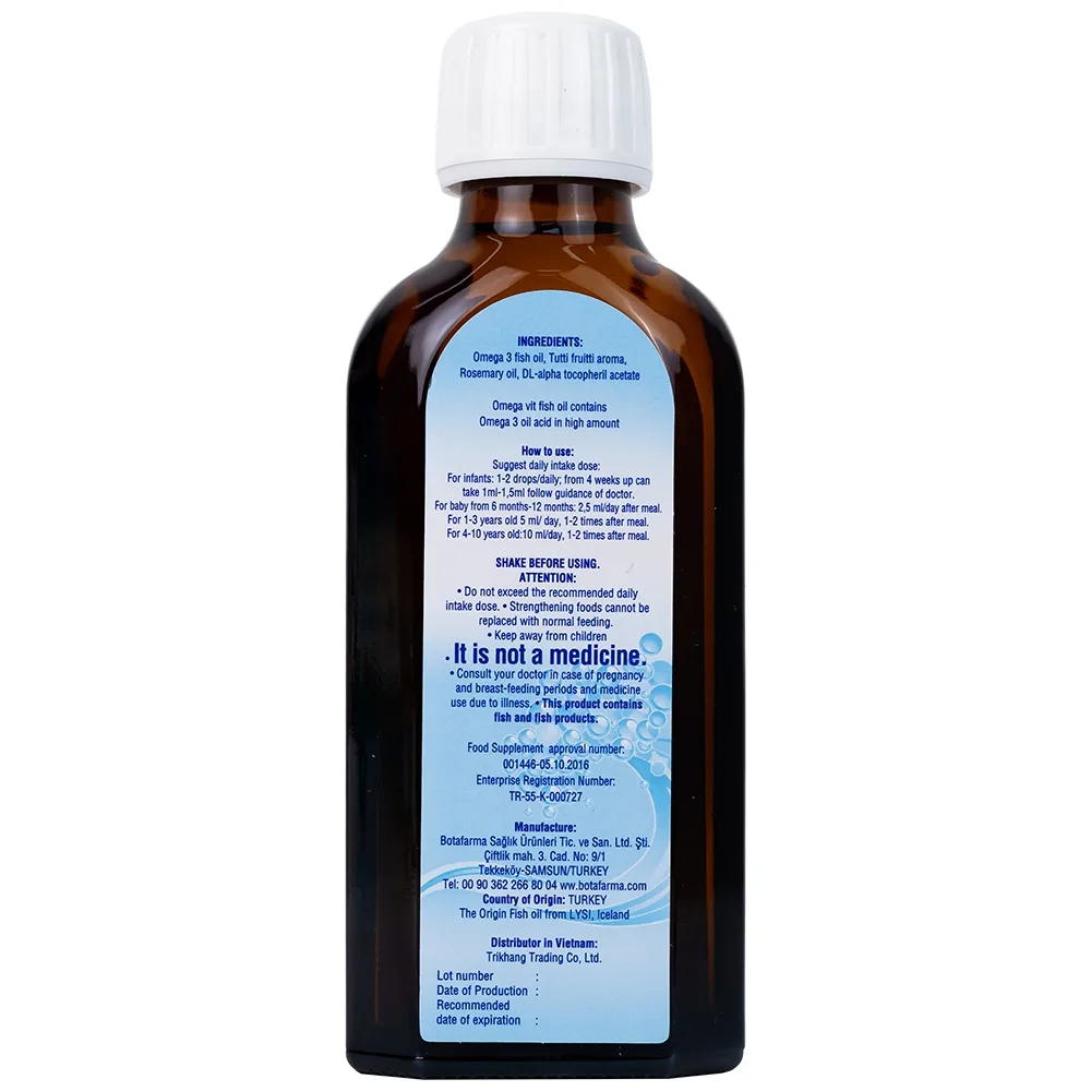 Hình ảnh Thực phẩm bảo vệ sức khỏe Omega Vit Botafarma hỗ trợ tăng khả năng chống oxy hóa, tốt cho não bộ và mắt (100ml)