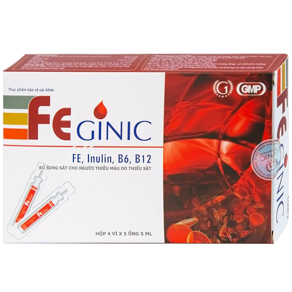 Hình ảnh Dung dịch Feginic bổ sung sắt cho người thiếu máu do thiếu sắt (4 vỉ x 5 ống x 5ml)