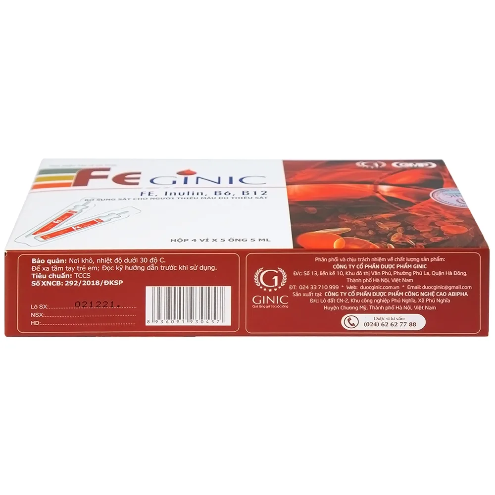 Hình ảnh Dung dịch Feginic bổ sung sắt cho người thiếu máu do thiếu sắt (4 vỉ x 5 ống x 5ml)
