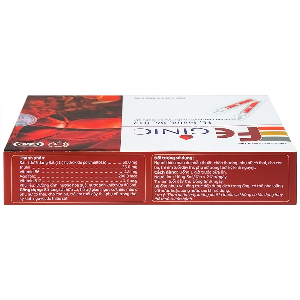 Hình ảnh Dung dịch Feginic bổ sung sắt cho người thiếu máu do thiếu sắt (4 vỉ x 5 ống x 5ml)