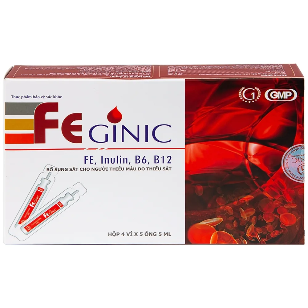 Hình ảnh Dung dịch Feginic bổ sung sắt cho người thiếu máu do thiếu sắt (4 vỉ x 5 ống x 5ml)