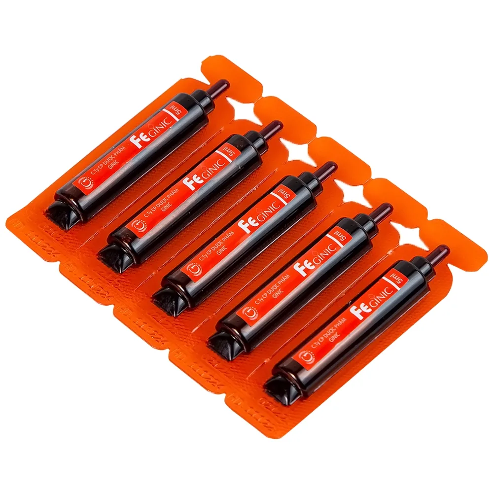 Hình ảnh Dung dịch Feginic bổ sung sắt cho người thiếu máu do thiếu sắt (4 vỉ x 5 ống x 5ml)