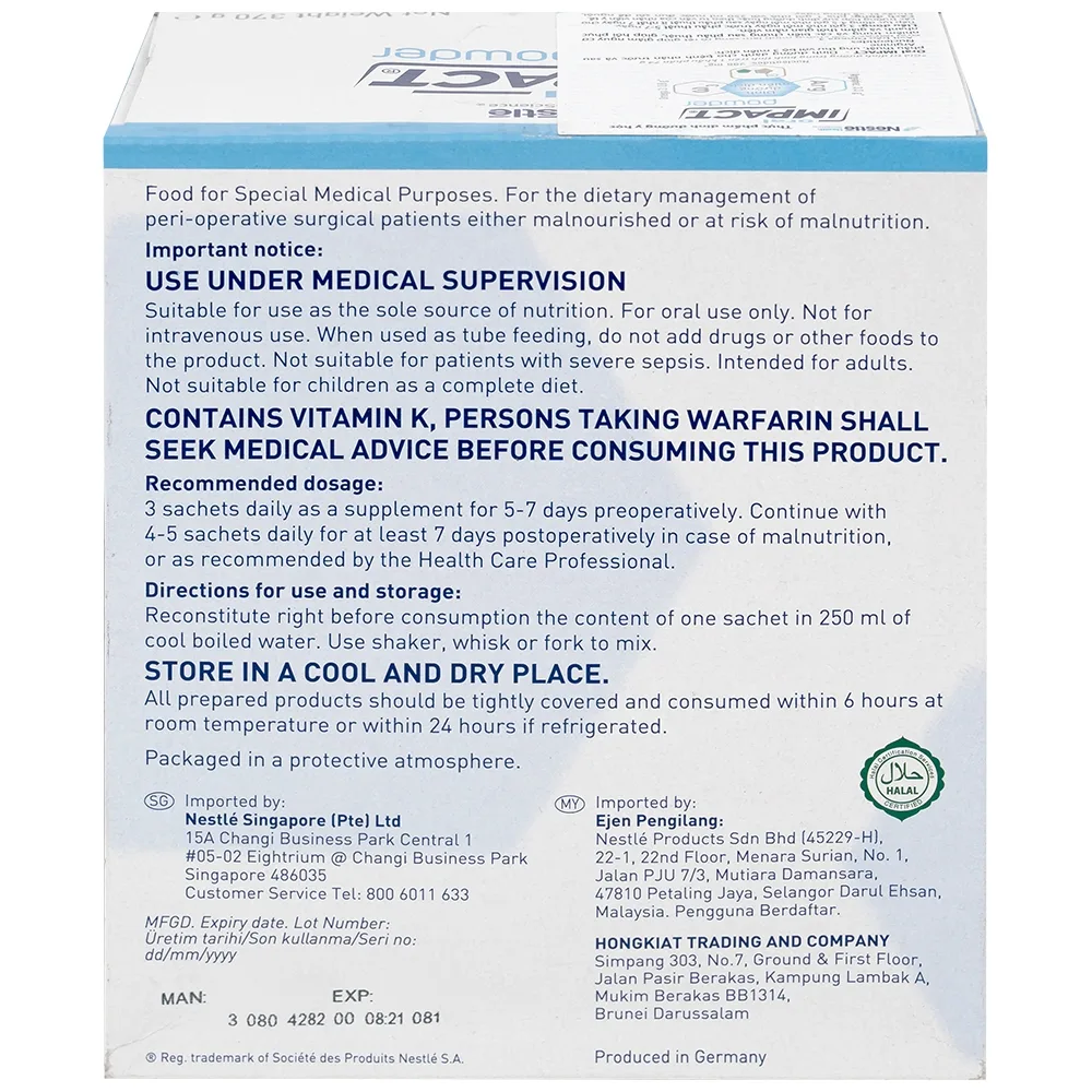 Hình ảnh Sữa Oral Impact Powder bổ sung dinh dưỡng, tăng cường miễn dịch trước và sau phẫu thuật (5 gói x 74g)