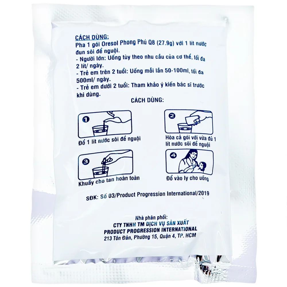 Hình ảnh Bột pha Oresol Phong Phú Q8 PPI giúp bù nước và chất điện giải (100 gói)