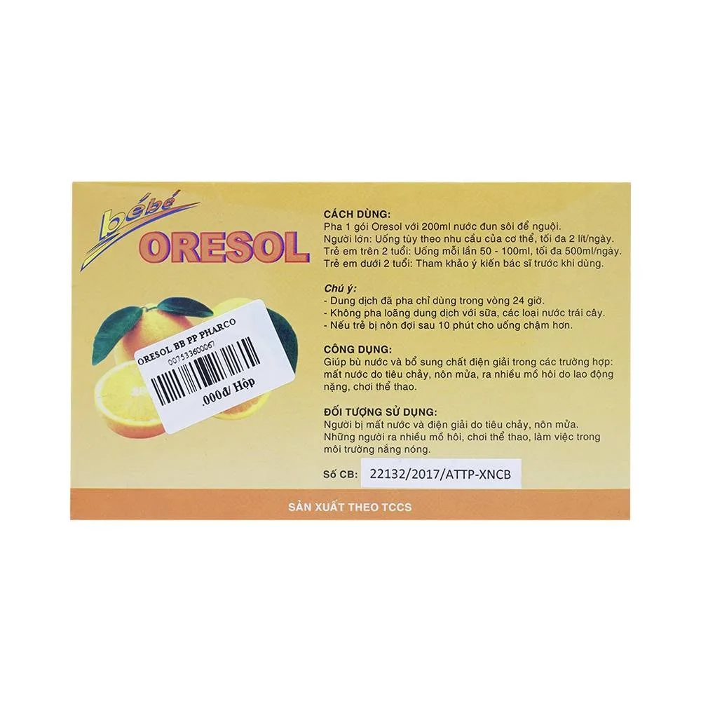 Hình ảnh Bột pha Oresol BéBé Pharco giúp bù nước và bổ sung chất điện giải (40 gói x 5.6g)