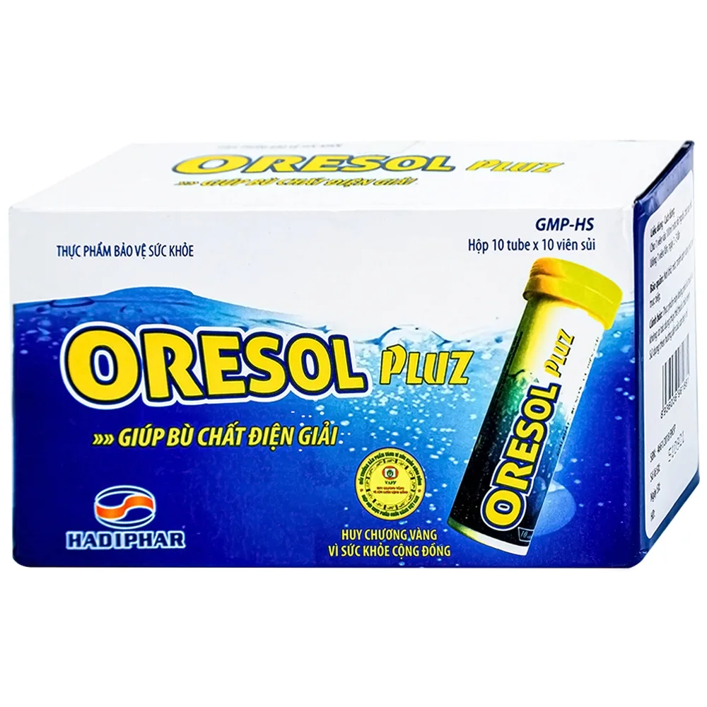 Hình ảnh Viên sủi Oresol Pluz Hadiphar giúp bù chất điện giải (10 viên)