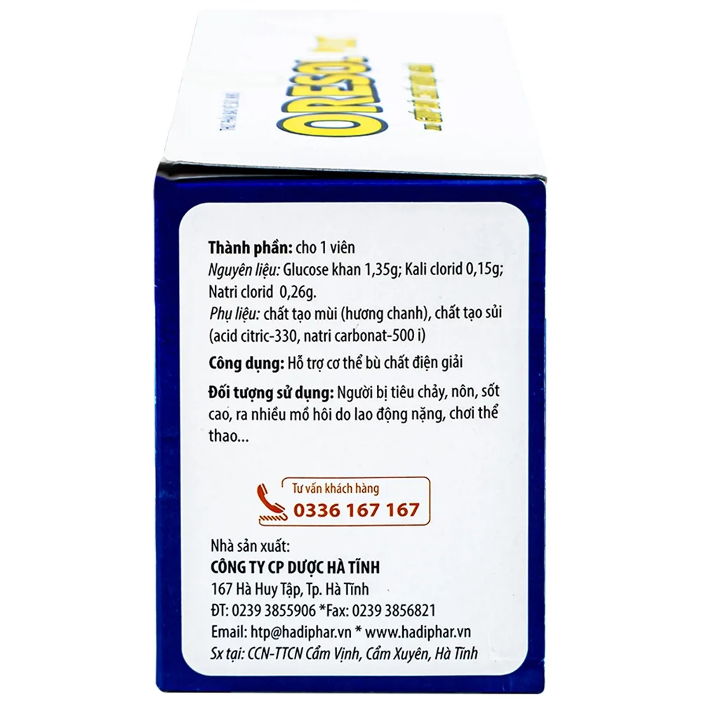Hình ảnh Viên sủi Oresol Pluz Hadiphar giúp bù chất điện giải (10 viên)