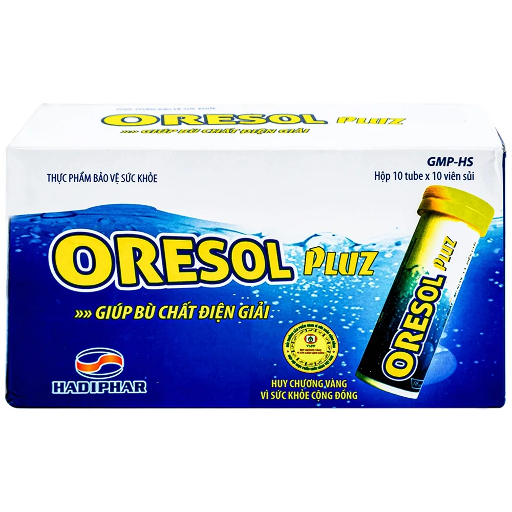 Hình ảnh Viên sủi Oresol Pluz Hadiphar giúp bù chất điện giải (10 viên)