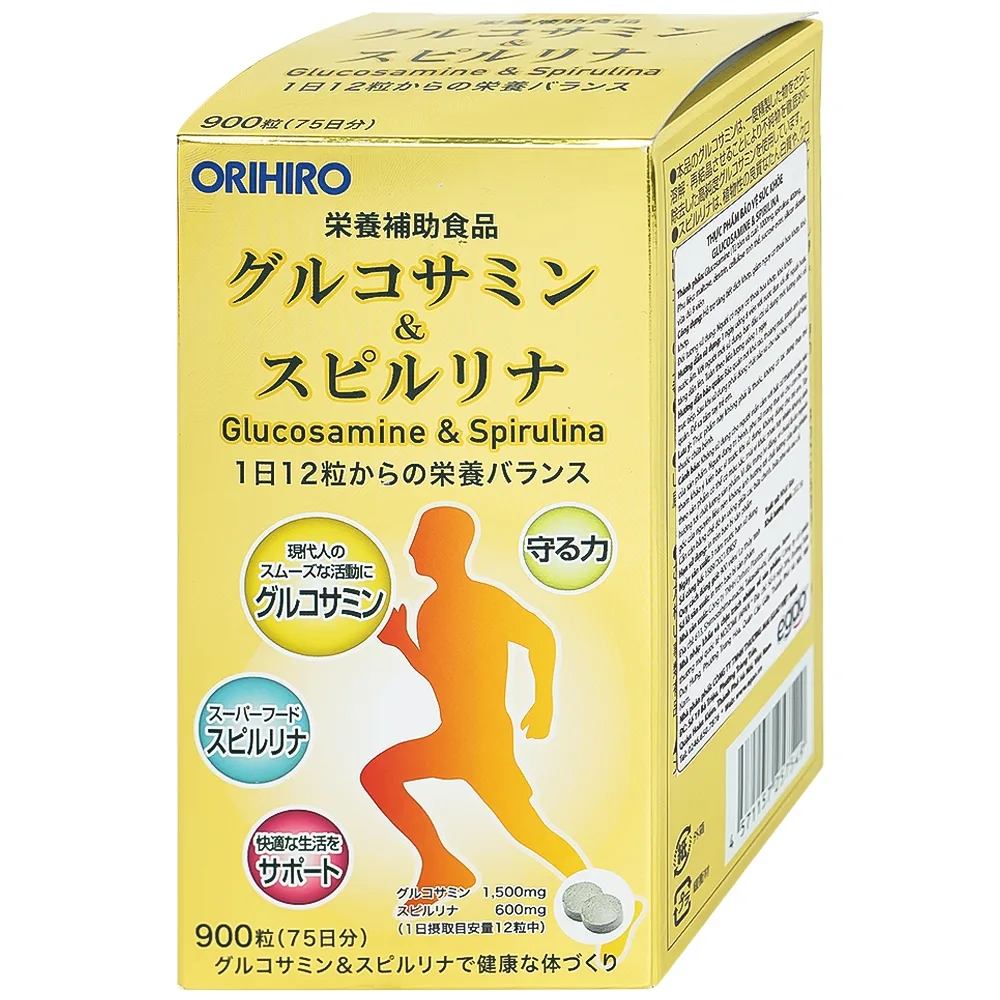 Hình ảnh Viên uống Orihiro Glucosamine and Spirulna hỗ trợ tăng tiết dịch khớp, giảm thoái hóa khớp (900 viên)