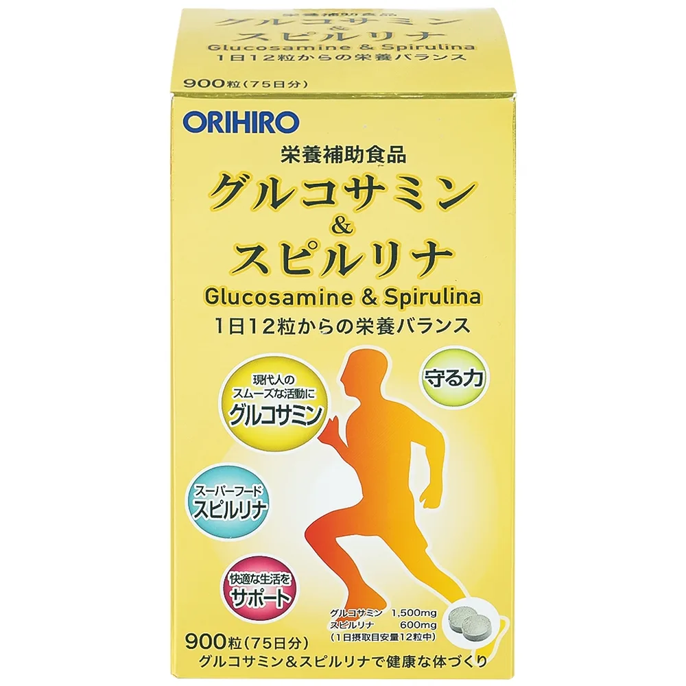Hình ảnh Viên uống Orihiro Glucosamine and Spirulna hỗ trợ tăng tiết dịch khớp, giảm thoái hóa khớp (900 viên)