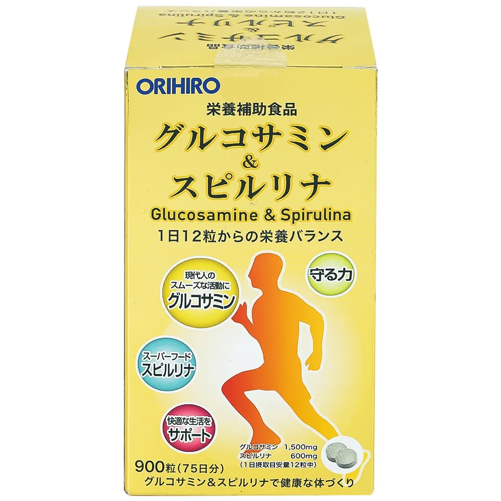 Hình ảnh Viên uống Orihiro Glucosamine and Spirulna hỗ trợ tăng tiết dịch khớp, giảm thoái hóa khớp (900 viên)