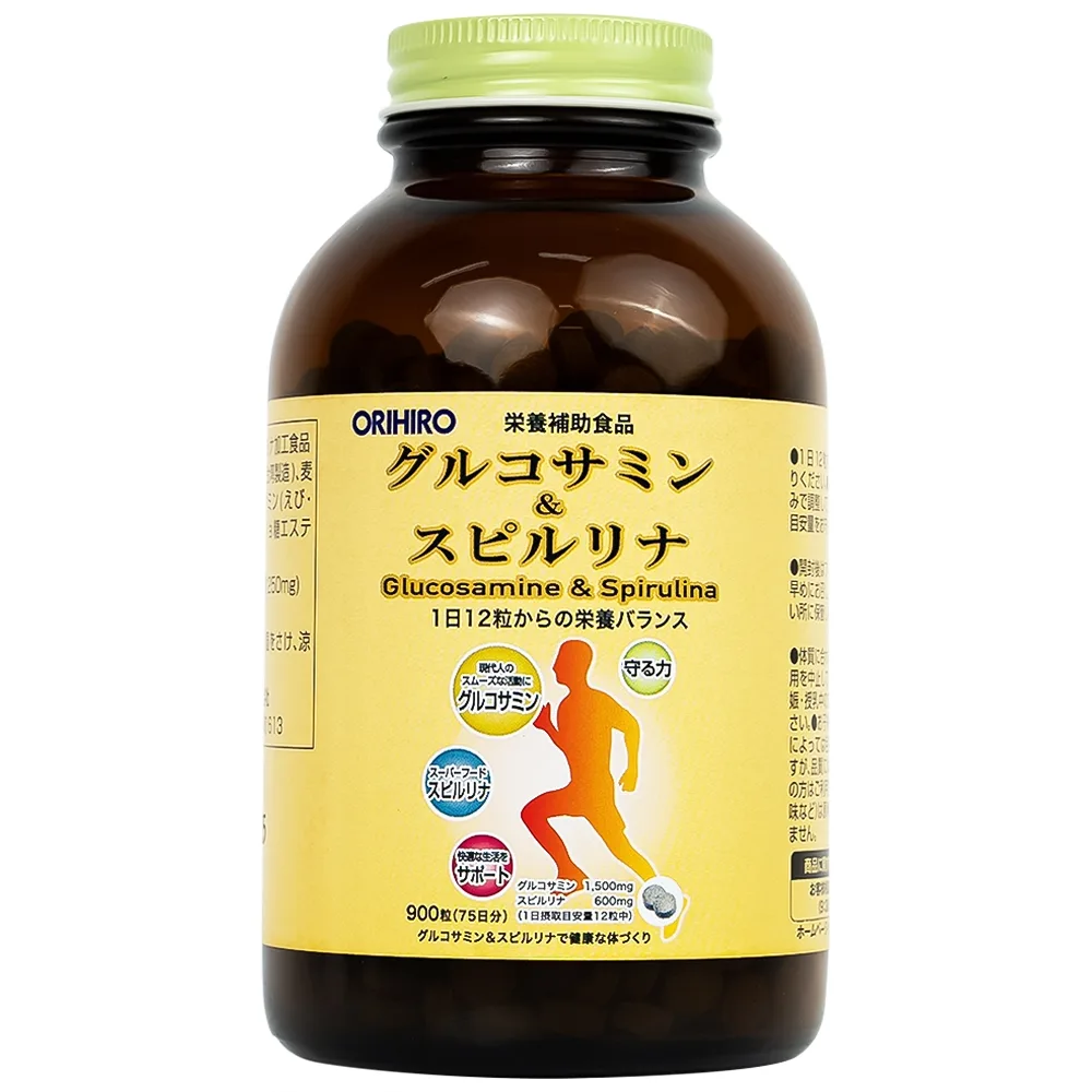 Hình ảnh Viên uống Orihiro Glucosamine and Spirulna hỗ trợ tăng tiết dịch khớp, giảm thoái hóa khớp (900 viên)