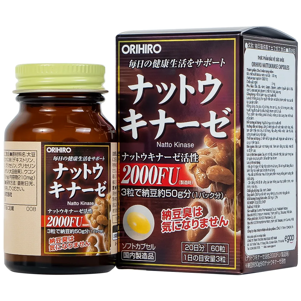 Hình ảnh Viên nang Orihiro Nattokinase hỗ trợ giảm nguy cơ huyết khối (60 viên)