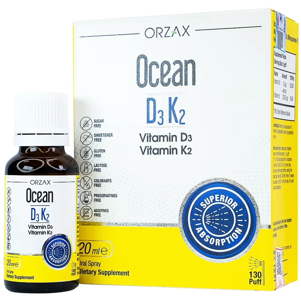 Hình ảnh Dung dịch DubOcean D3K2 Orzax 20ml bổ sung Vitamin D3 và Vitamin K
