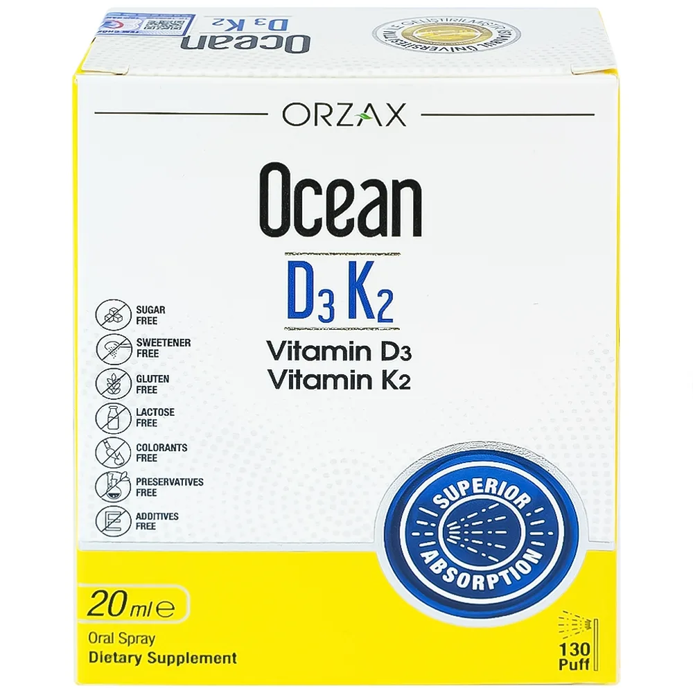 Hình ảnh Dung dịch DubOcean D3K2 Orzax 20ml bổ sung Vitamin D3 và Vitamin K