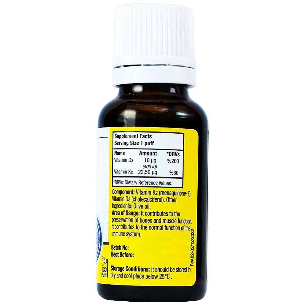 Hình ảnh Dung dịch DubOcean D3K2 Orzax 20ml bổ sung Vitamin D3 và Vitamin K