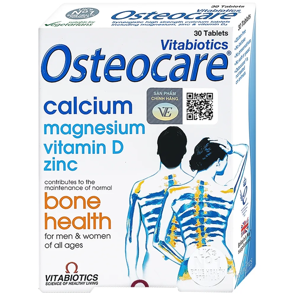 Hình ảnh Viên nén Osteocare Vitabiotics bổ sung canxi, khoáng chất cho xương chắc khoẻ (2 vỉ x 15 viên)