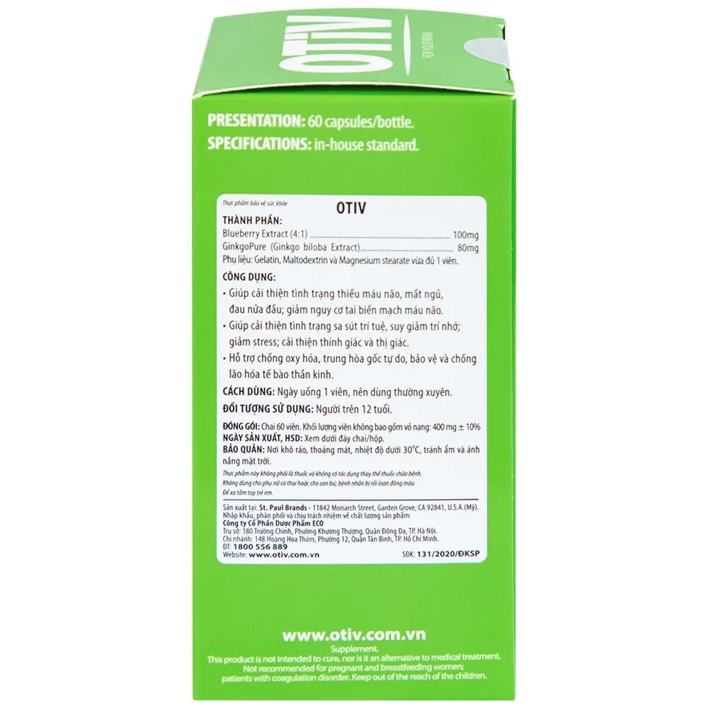 Hình ảnh Viên uống OTiV Ecogreen giúp tăng cường dưỡng chất cho não (60 viên)