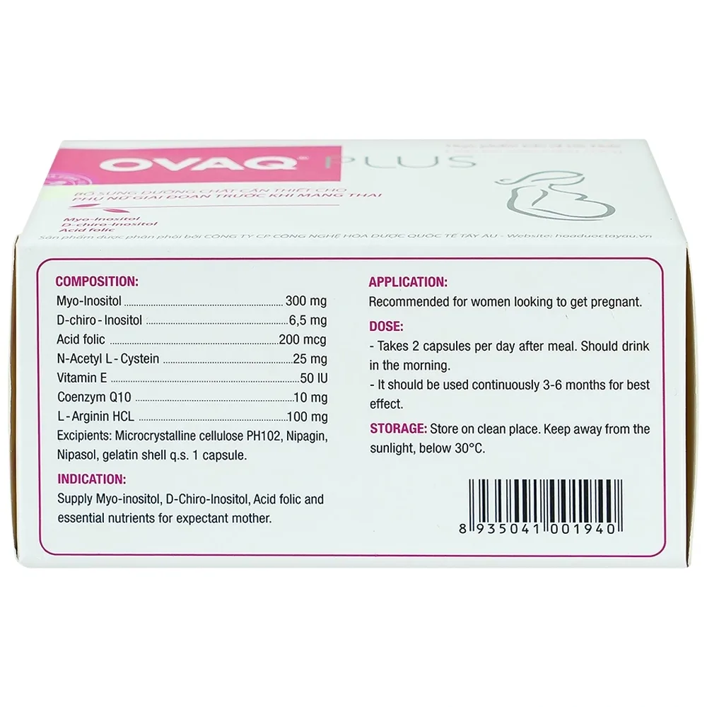 Hình ảnh Viên uống OVAQ Plus TW Mediplantex bổ sung dinh dưỡng cho phụ nữ trước khi mang thai (60 Viên)