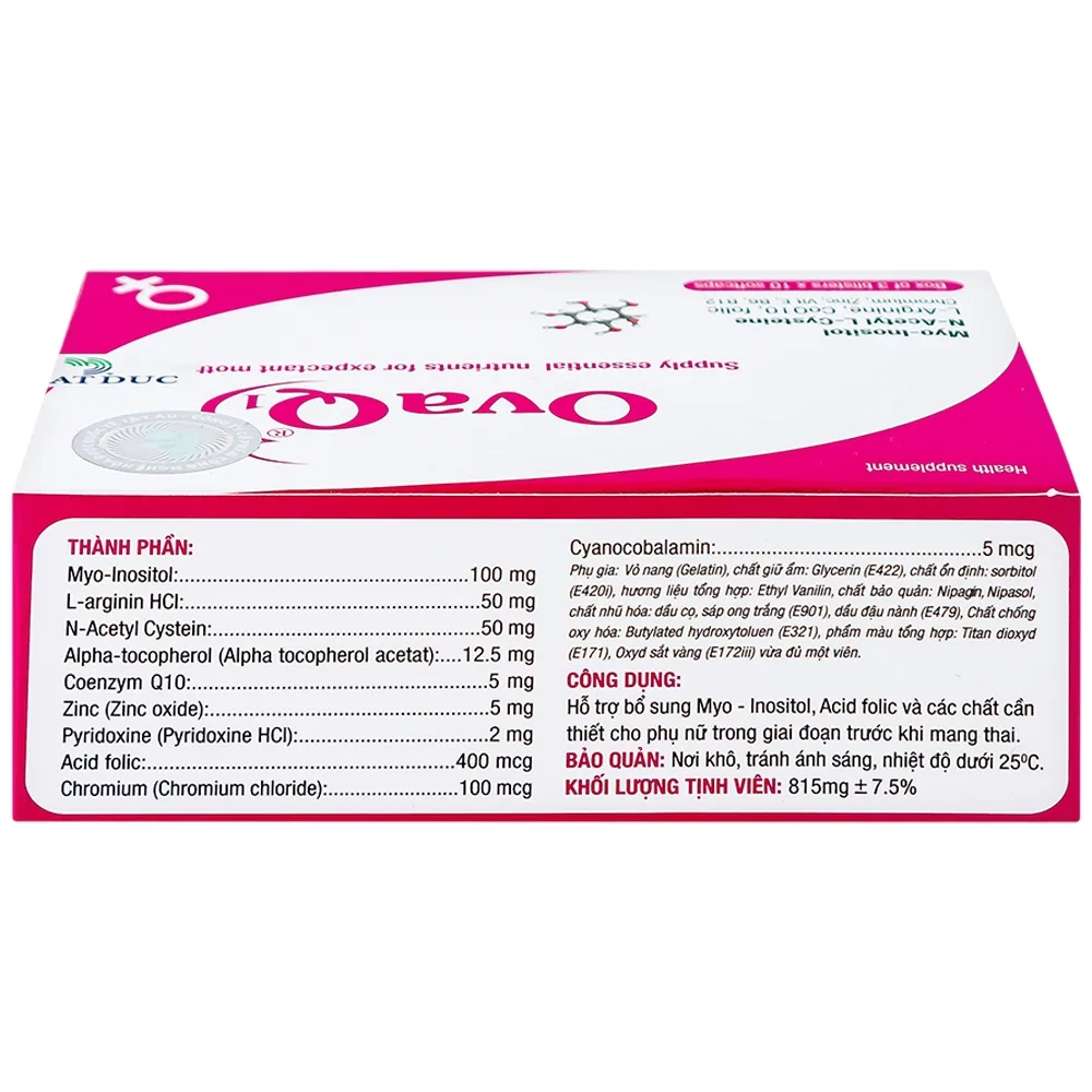 Hình ảnh Viên uống OvaQ1 hỗ trợ bổ sung Myo Inositol, Acid folic và các chất cần thiết cho phụ nữ trước khi mang thai (3 vỉ x 10 viên)