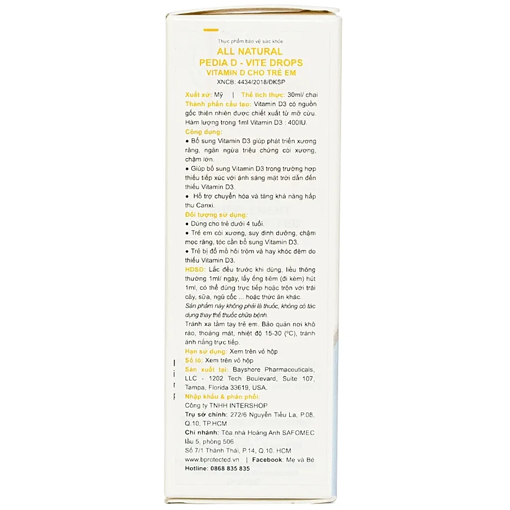 Hình ảnh Dung dịch Pedia D - Vite Drops bổ sung Vitamin D3 giúp phát triển xương răng (30ml)