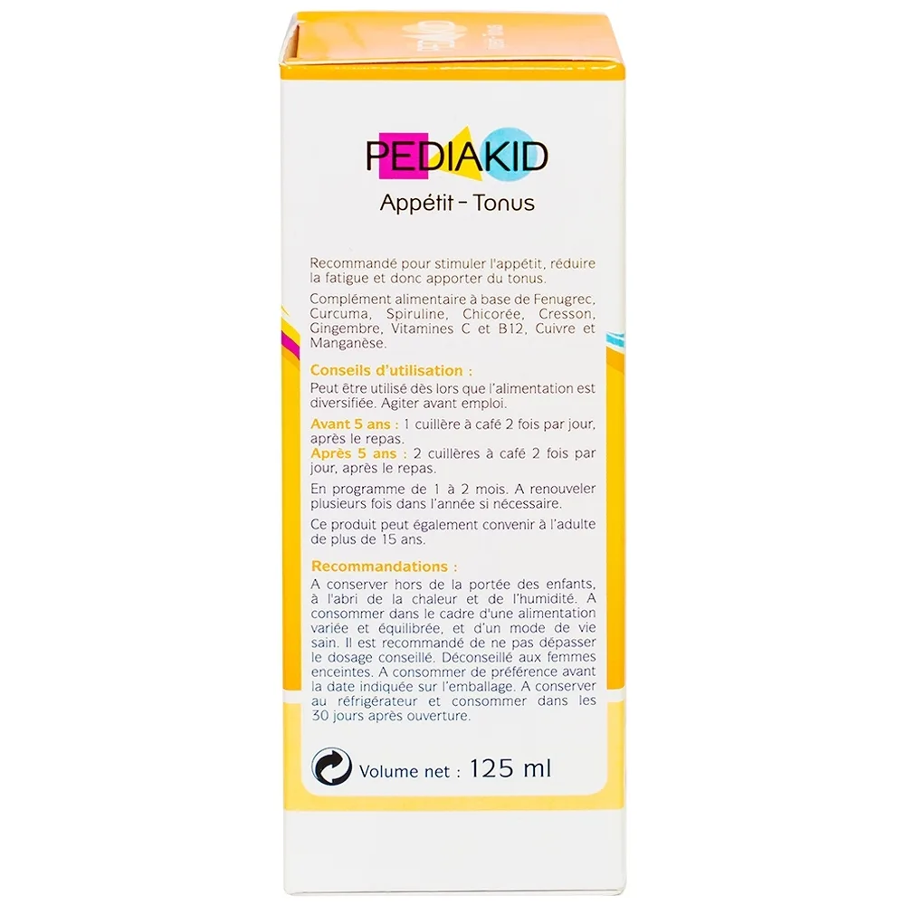 Hình ảnh Siro Pediakid Appétit Tonus hỗ trợ kích thích cảm giác thèm ăn, giảm mệt mỏi (125ml)