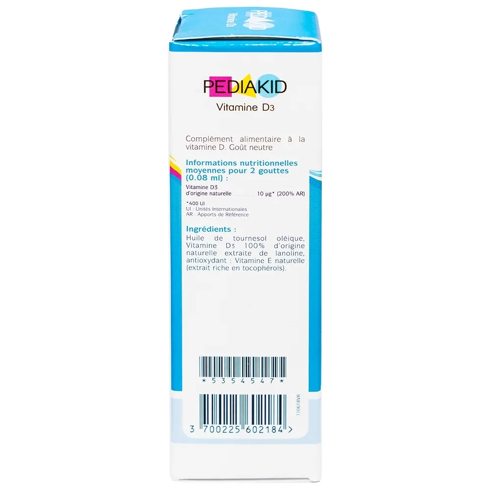 Hình ảnh Siro Pediakid Vitamin D3 bổ sung Vitamin D cho cơ thể, tăng hấp thụ canxi (20ml)