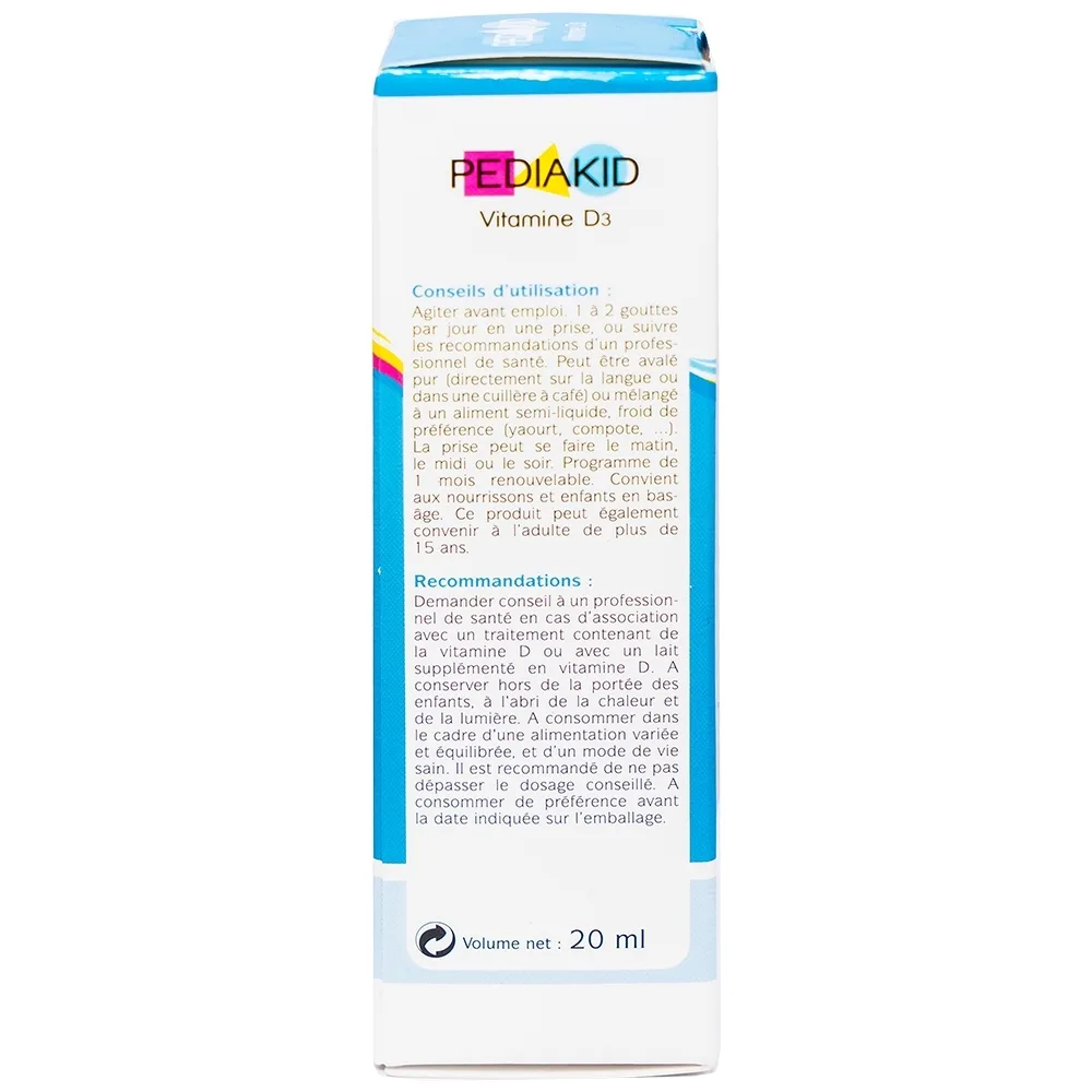 Hình ảnh Siro Pediakid Vitamin D3 bổ sung Vitamin D cho cơ thể, tăng hấp thụ canxi (20ml)