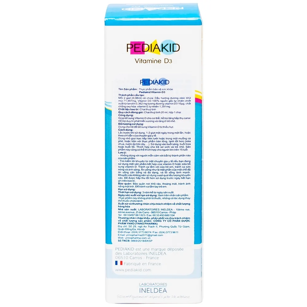Hình ảnh Siro Pediakid Vitamin D3 bổ sung Vitamin D cho cơ thể, tăng hấp thụ canxi (20ml)