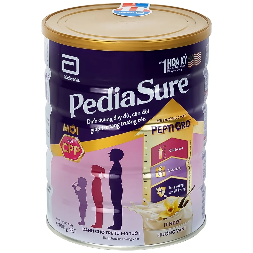 Hình ảnh Sữa bột PediaSure 800g Abbott hương vani bổ sung dinh dưỡng cho bé từ 1-10 tuổi