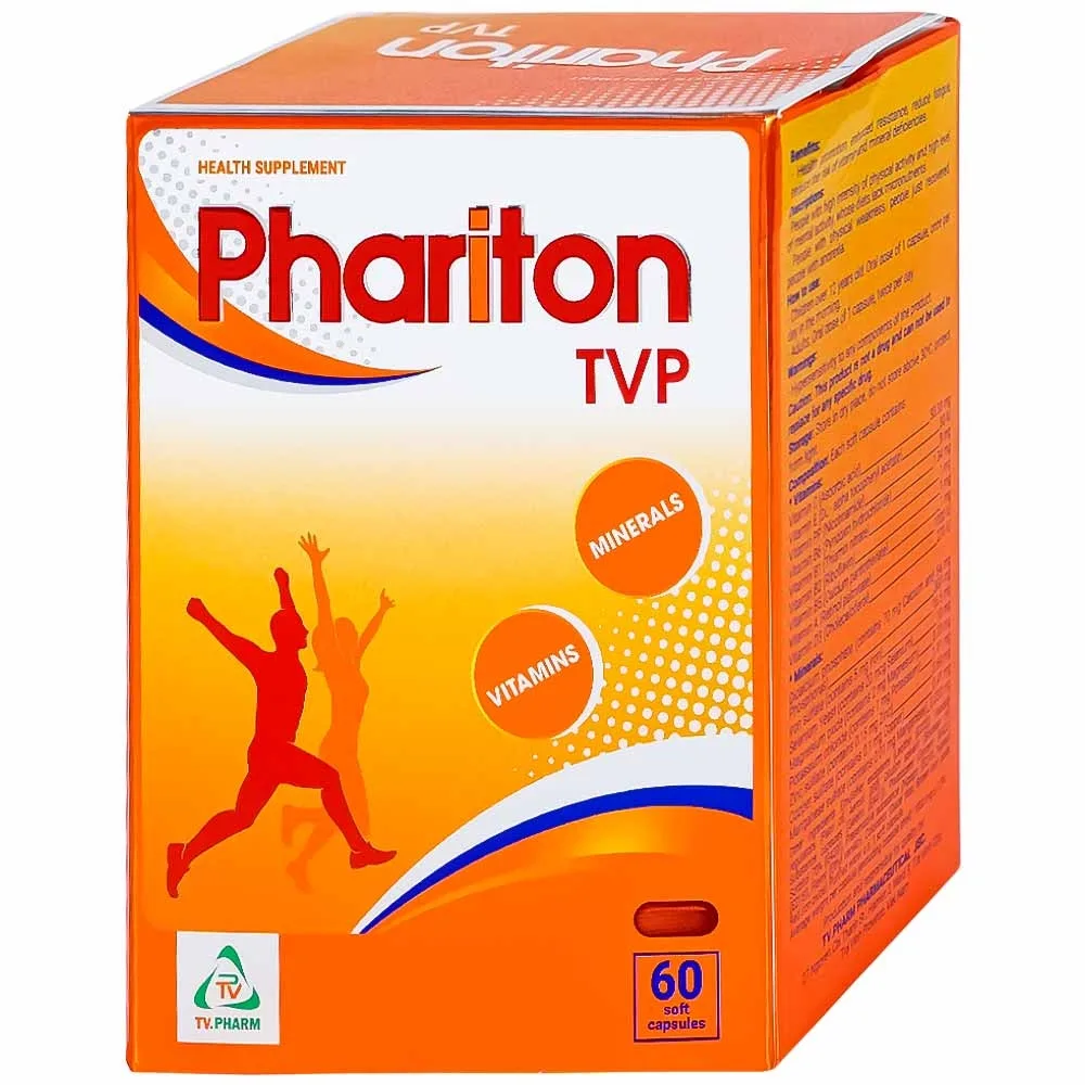 Hình ảnh Viên uống Phariton TVPharma hỗ trỡ tăng cường sức khỏe, nâng cao sức đề kháng (12 vỉ x 5 viên)