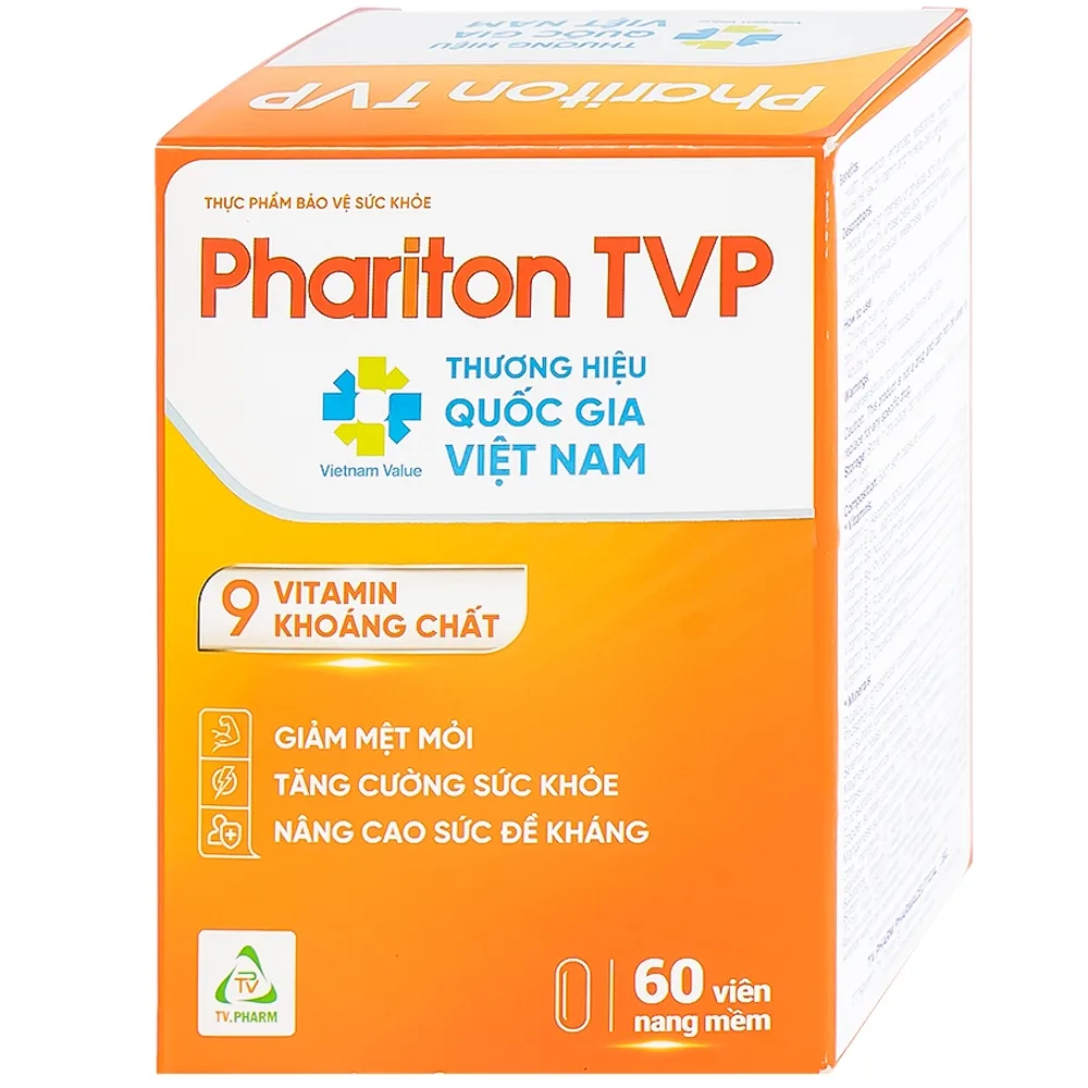 Hình ảnh Viên uống Phariton TVPharma hỗ trỡ tăng cường sức khỏe, nâng cao sức đề kháng (12 vỉ x 5 viên)