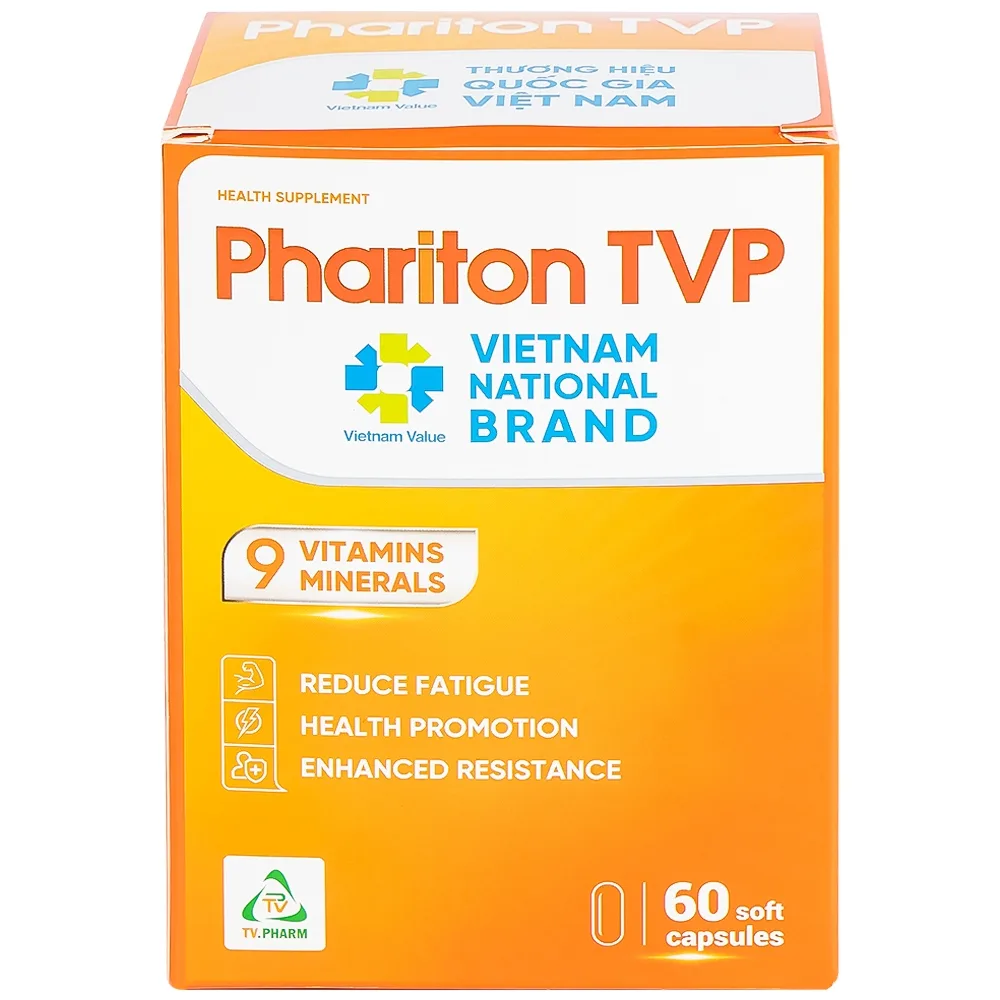 Hình ảnh Viên uống Phariton TVPharma hỗ trỡ tăng cường sức khỏe, nâng cao sức đề kháng (12 vỉ x 5 viên)