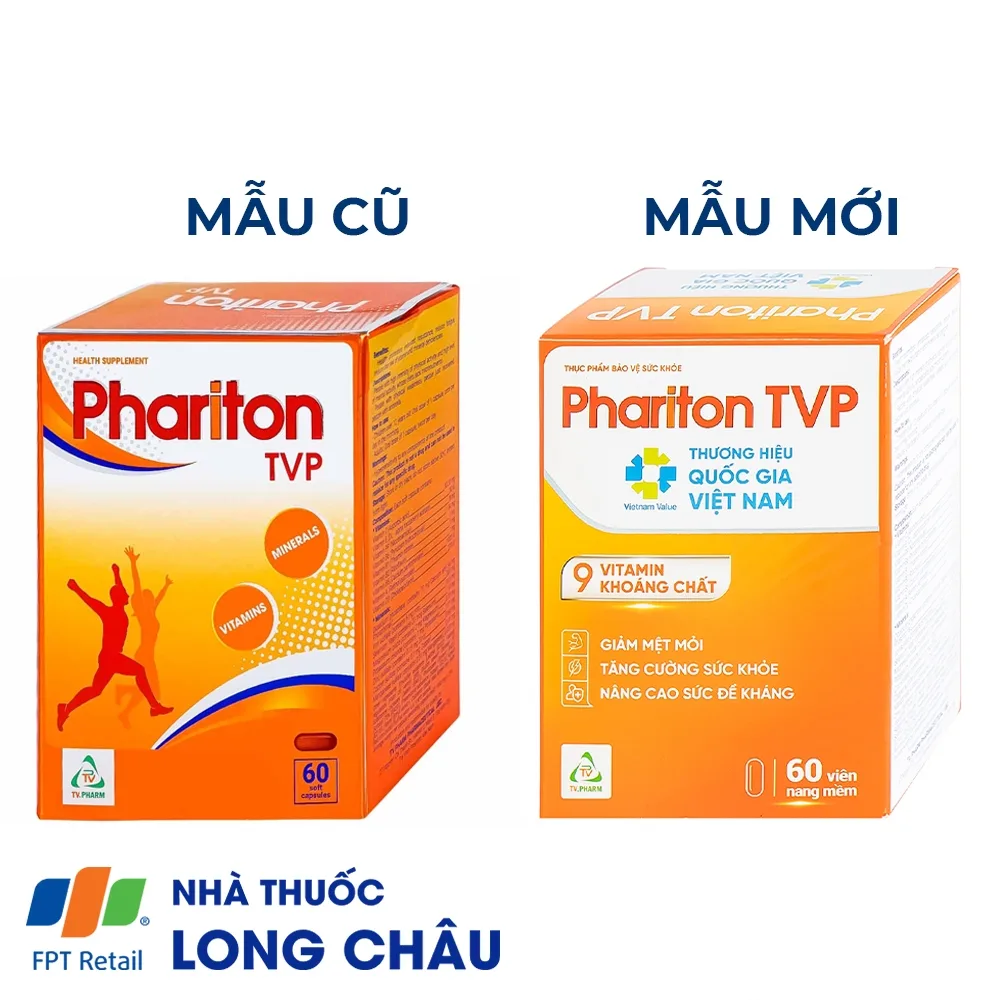 Hình ảnh Viên uống Phariton TVPharma hỗ trỡ tăng cường sức khỏe, nâng cao sức đề kháng (12 vỉ x 5 viên)